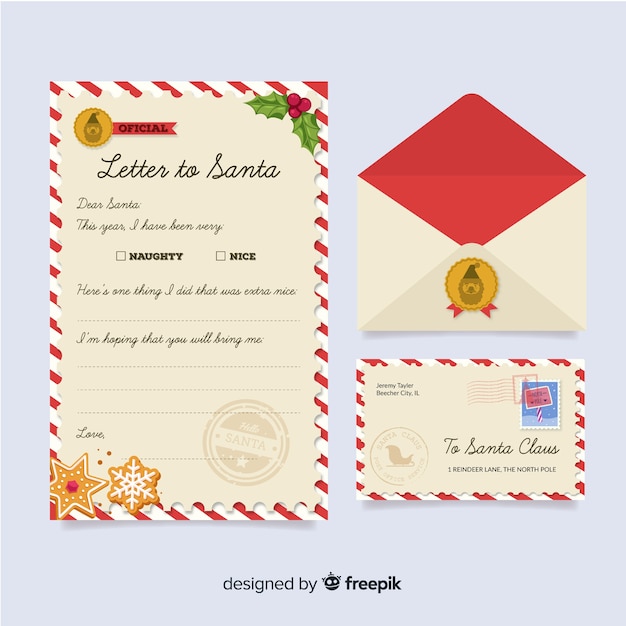 Free vector template flat design christmas stationery