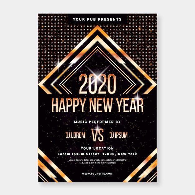 Template flat new year party flyer template