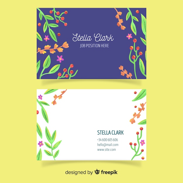 Free vector template floral elegant business card