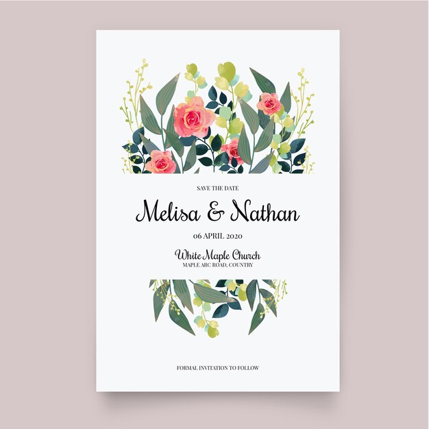 Template floral wedding invitation