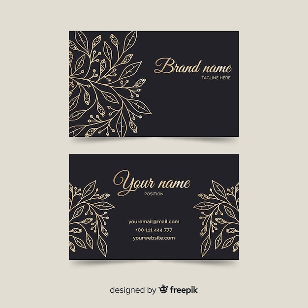 Template goden floral business card