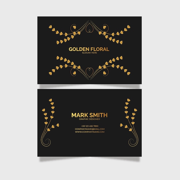 Free vector template golden floral business card