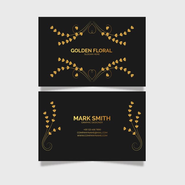 Template golden floral business card