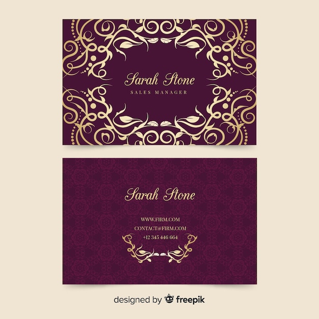 Template golden ornamental business card