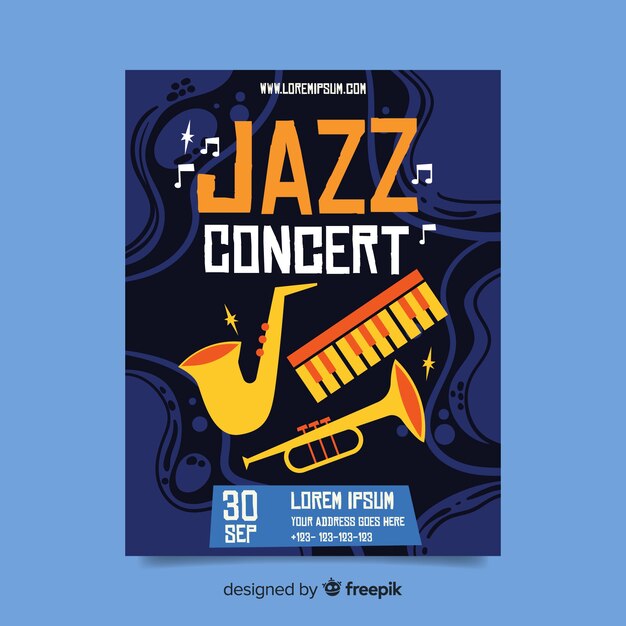 Free vector template hand drawn abstract jazz poster