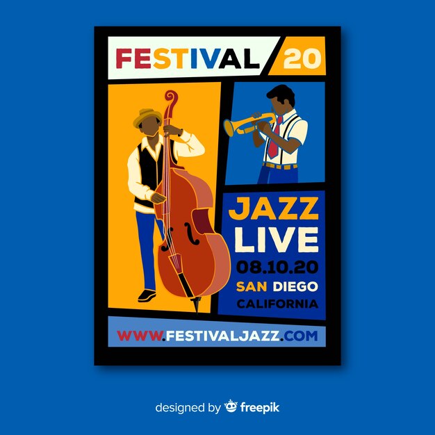 Template hand-drawn jazz live music poster