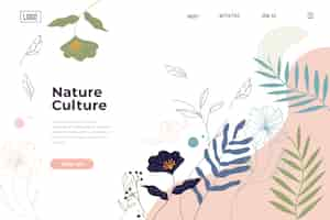 Vettore gratuito pagina di destinazione natura disegnata a mano modello