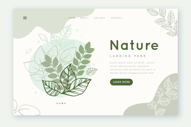 Template hand-drawn nature landing page