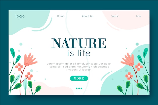 Template hand-drawn nature landing page