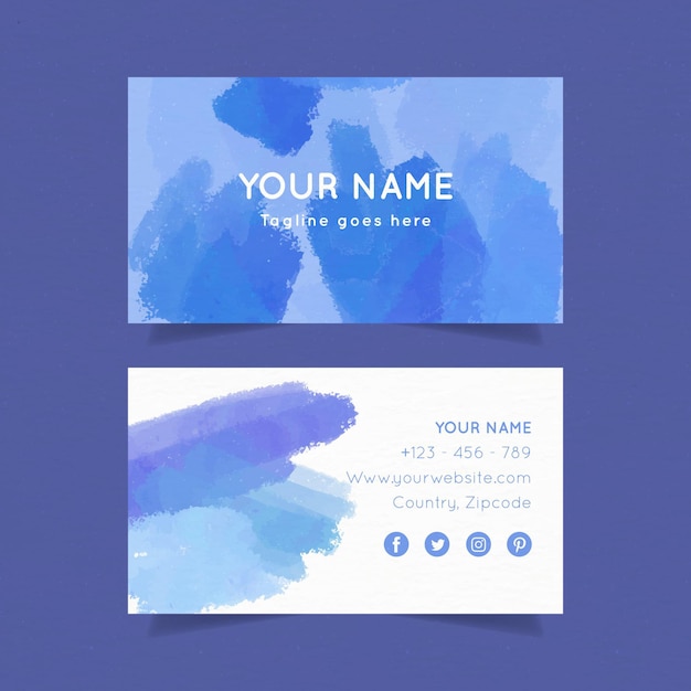 Free vector template for hand painted business cards