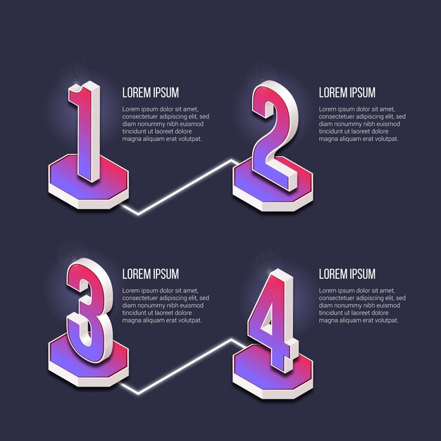 Template infographic steps gradient