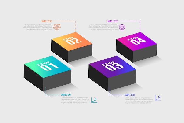 Free vector template infographic steps gradient