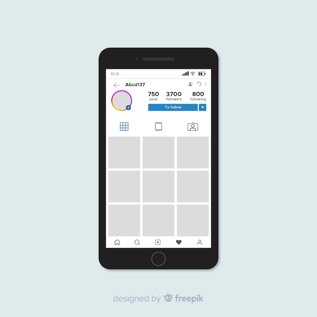Template of instagram photo frame on smartphone