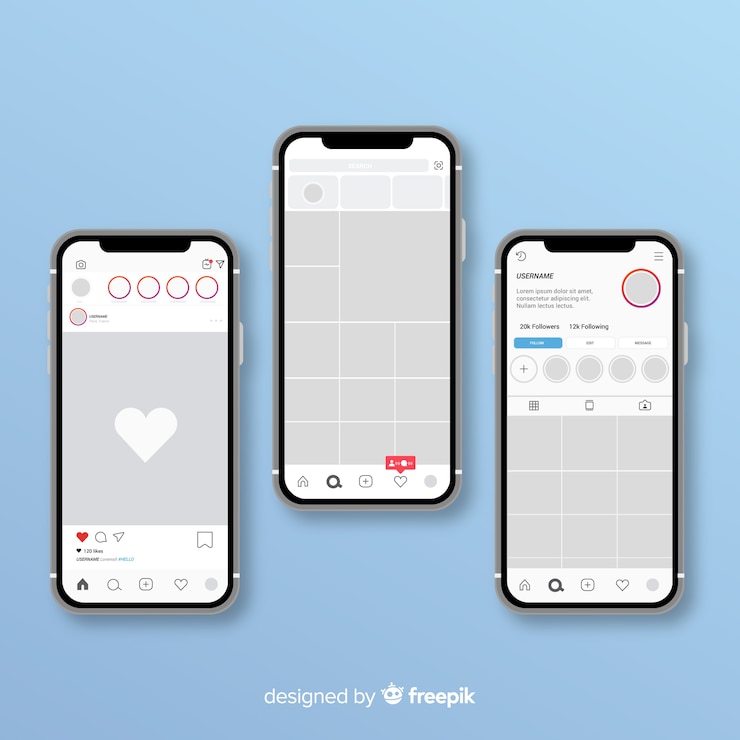 無料Vector スマートフォンのinstagramフォトフレームのテンプレート