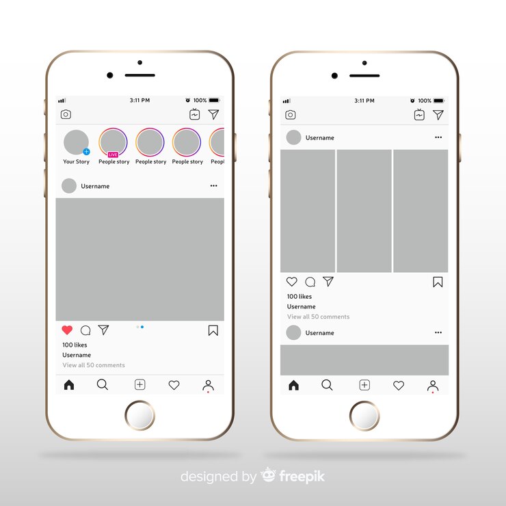 無料Vector スマートフォンのinstagramフォトフレームのテンプレート
