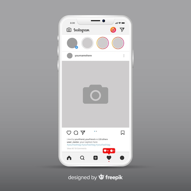 Modello di cornice per foto di instagram su smartphone