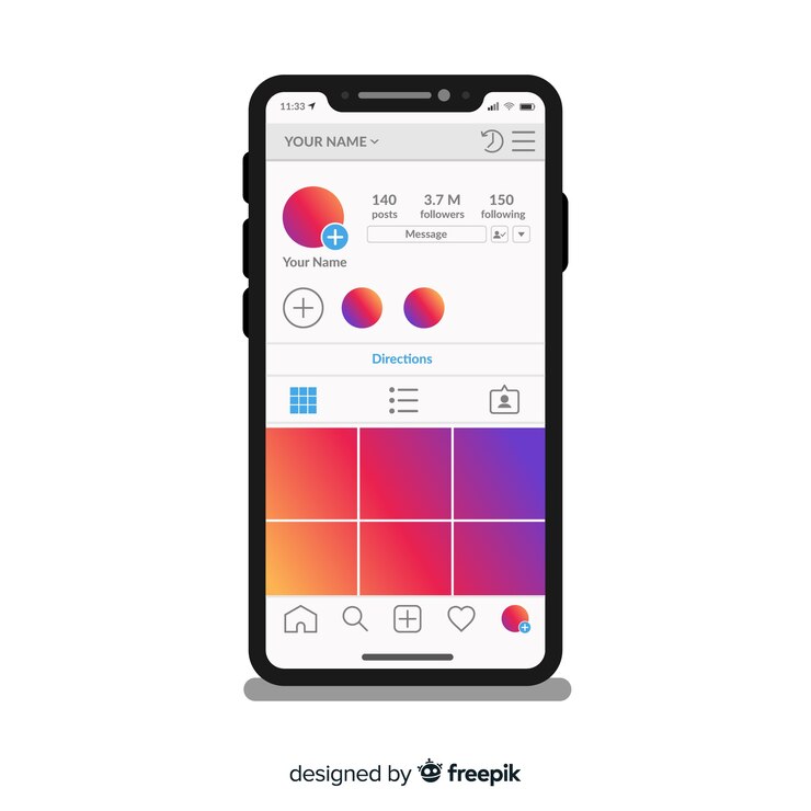 Free Vector template of instagram photo frame on smartphone