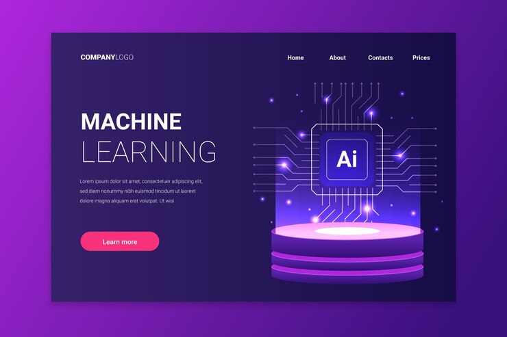 Free Vector template landing page artificial intelligence