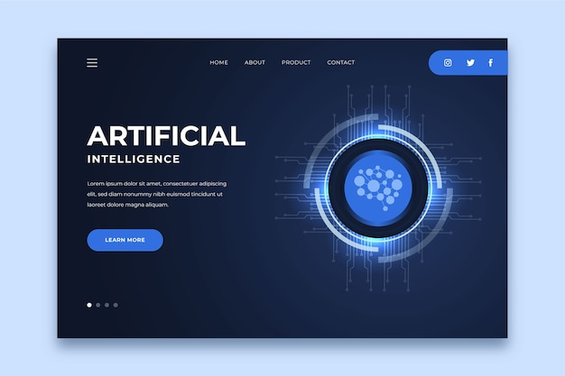 Free vector template landing page artificial intelligence