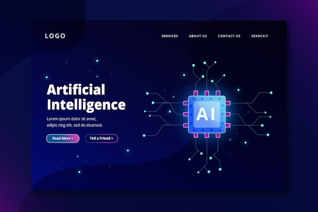 Free vector template landing page artificial intelligence