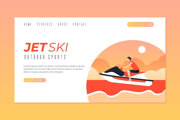 Free vector template landing page outdoor sport