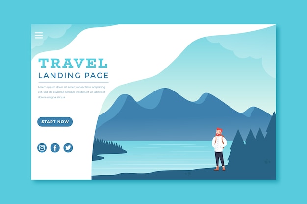 Free vector template landing page travel