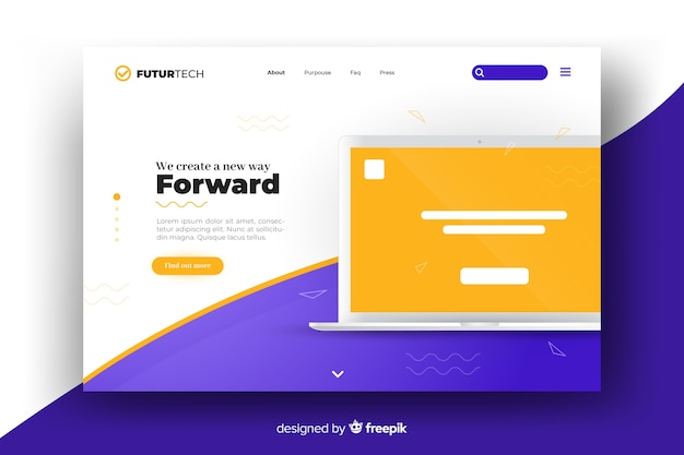 Template for landing page with laptop