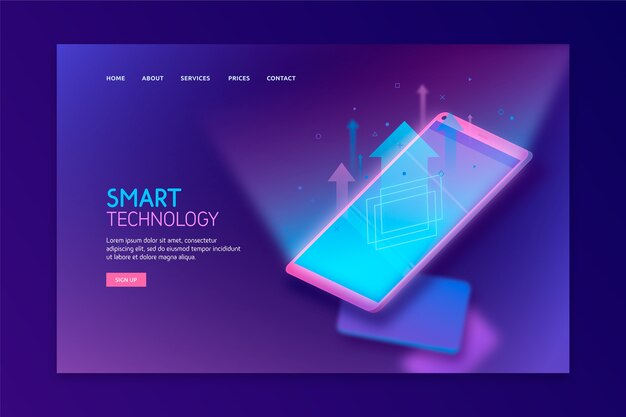 Template for landing page with smartphone