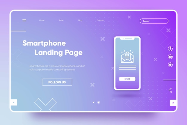 Template landing page with smartphone