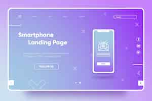 無料ベクター スマートフォンを使用したテンプレートのランディングページ
