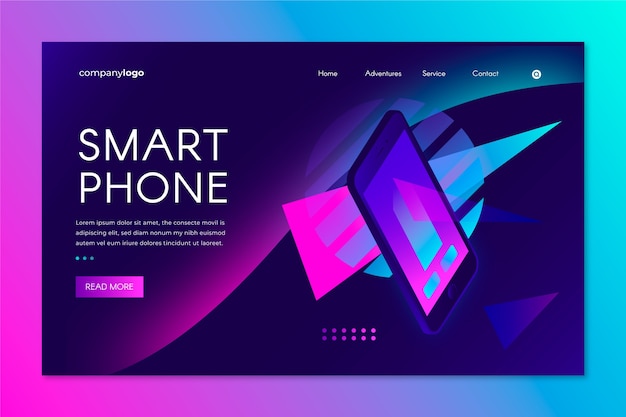 Template landing page with smartphone