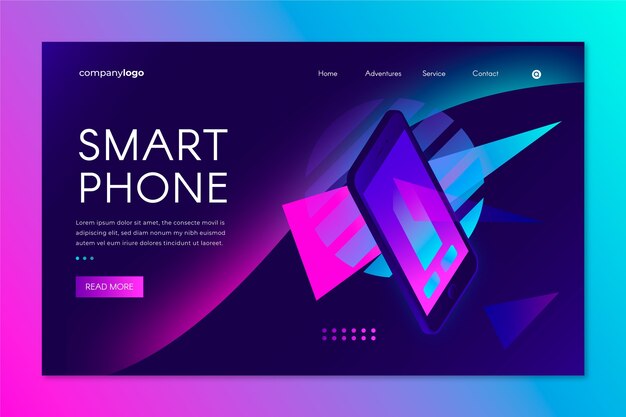 Template landing page with smartphone