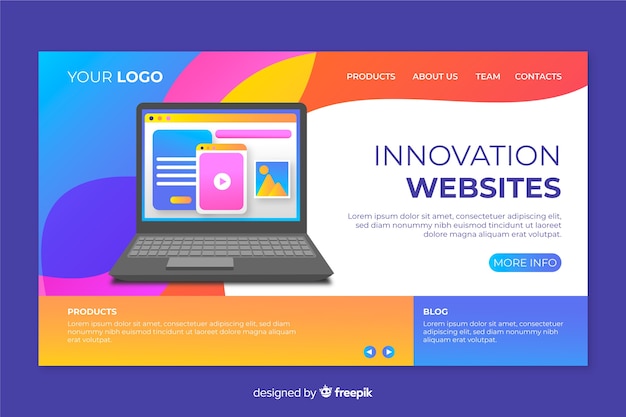 Free vector template laptop landing page