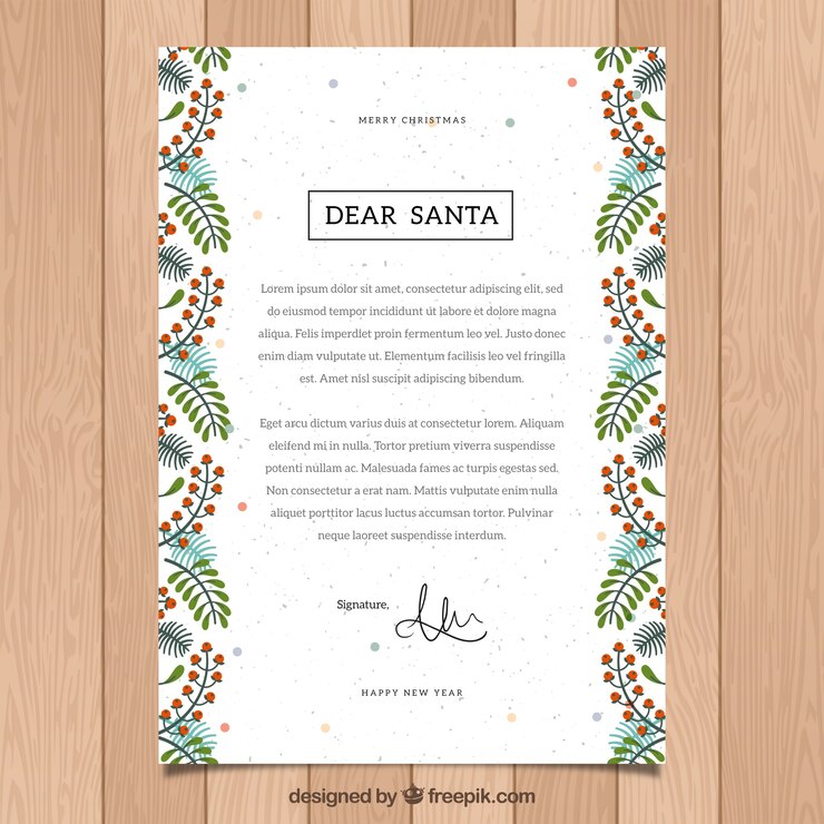 मुफ़्त वेक्टर template of a letter to santa with an ornamental frame