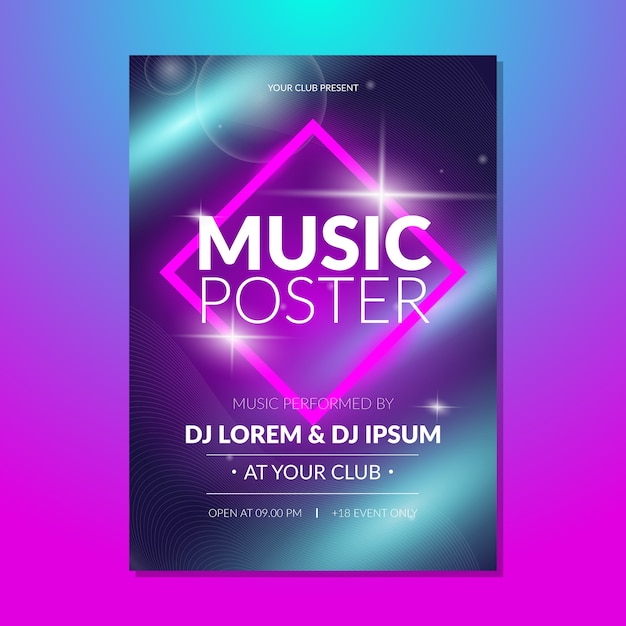 Template light effect abstract music poster