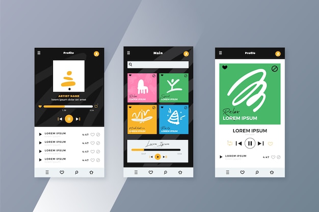 Free vector template of music media player interface