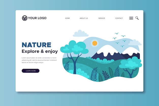 Free vector template nature hand drawn landing page