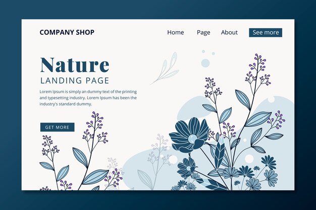 Template nature hand drawn landing page