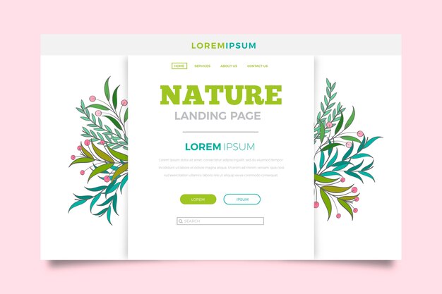 Template nature hand-drawn landing page