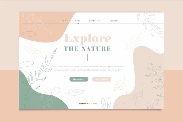 Template nature hand-drawn landing page