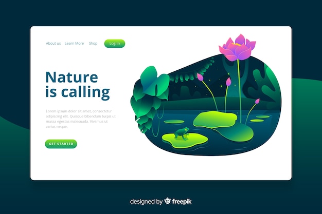 Free vector template of nature landing page