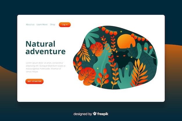 Free vector template of nature landing page