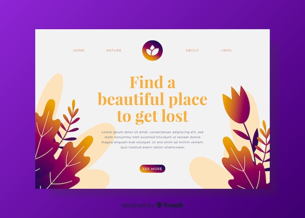 Free vector template of nature landing page