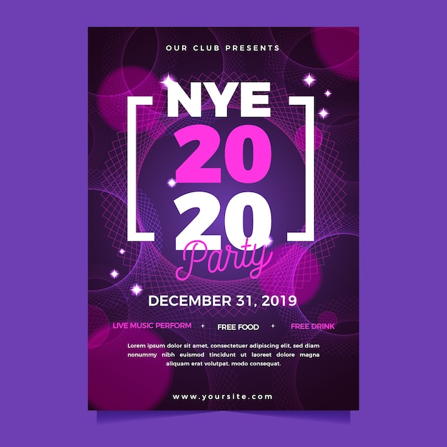 Free vector template new year abstract party flyer