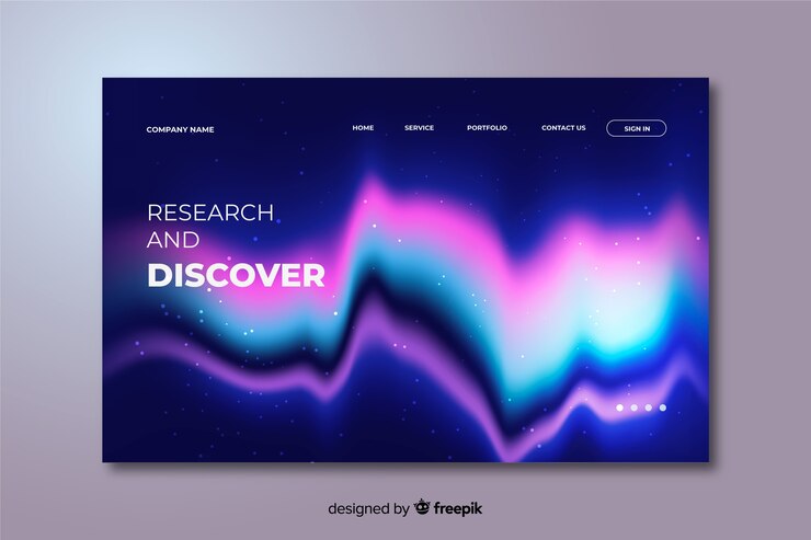 Free Vector template northern lights landing page