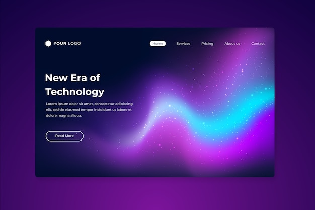 Free vector template northern lights landing page