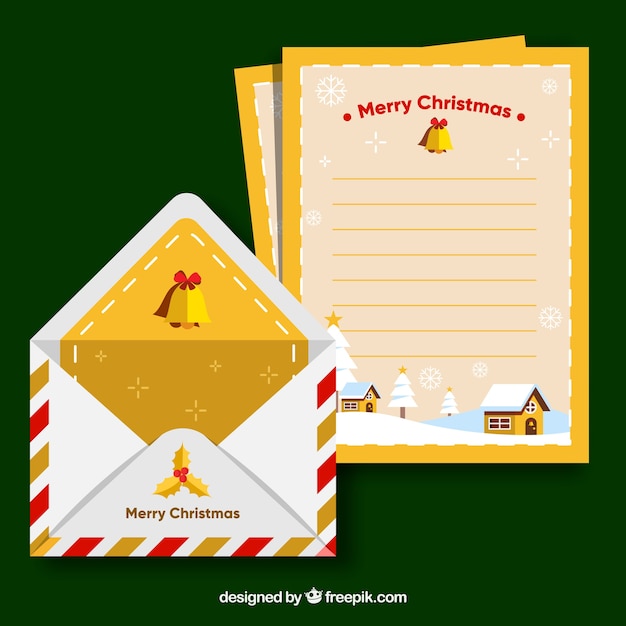 Шаблон рождественского письма в желтой рамке