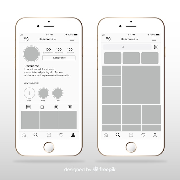 무료 벡터 아이폰에 인스 타 그램 사진 프레임의 템플릿