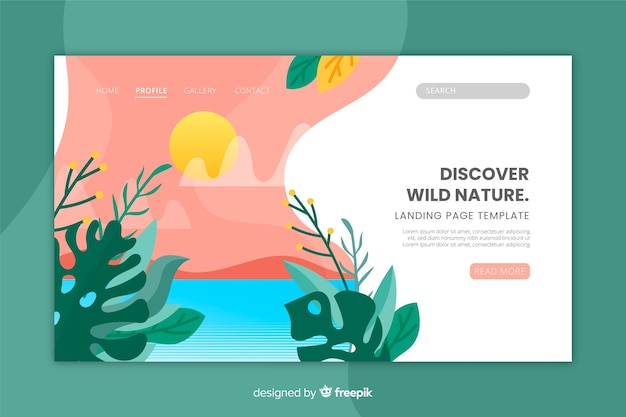 無料ベクター 自然着陸ページのテンプレート