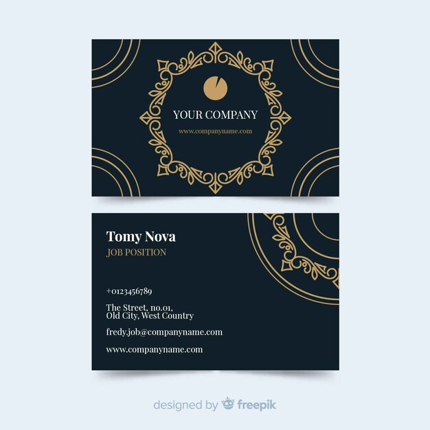 Template ornamental golden business card